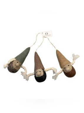 Farmhouse Pottery 3-Piece Gnome Wool Christmas Ornaments NEW Nordstrom